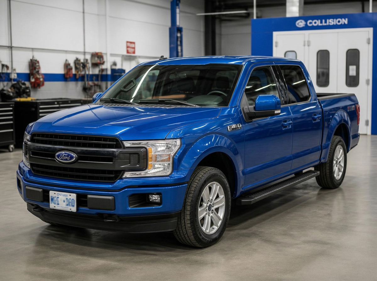 The same Ford F-150 after hail repair with a smooth factory finish